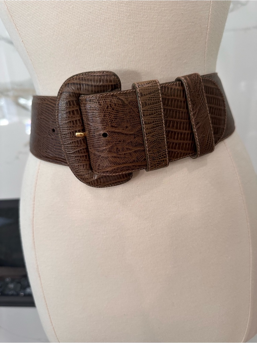 Vintage Donna Karan Wide Leather Belt— Size Small